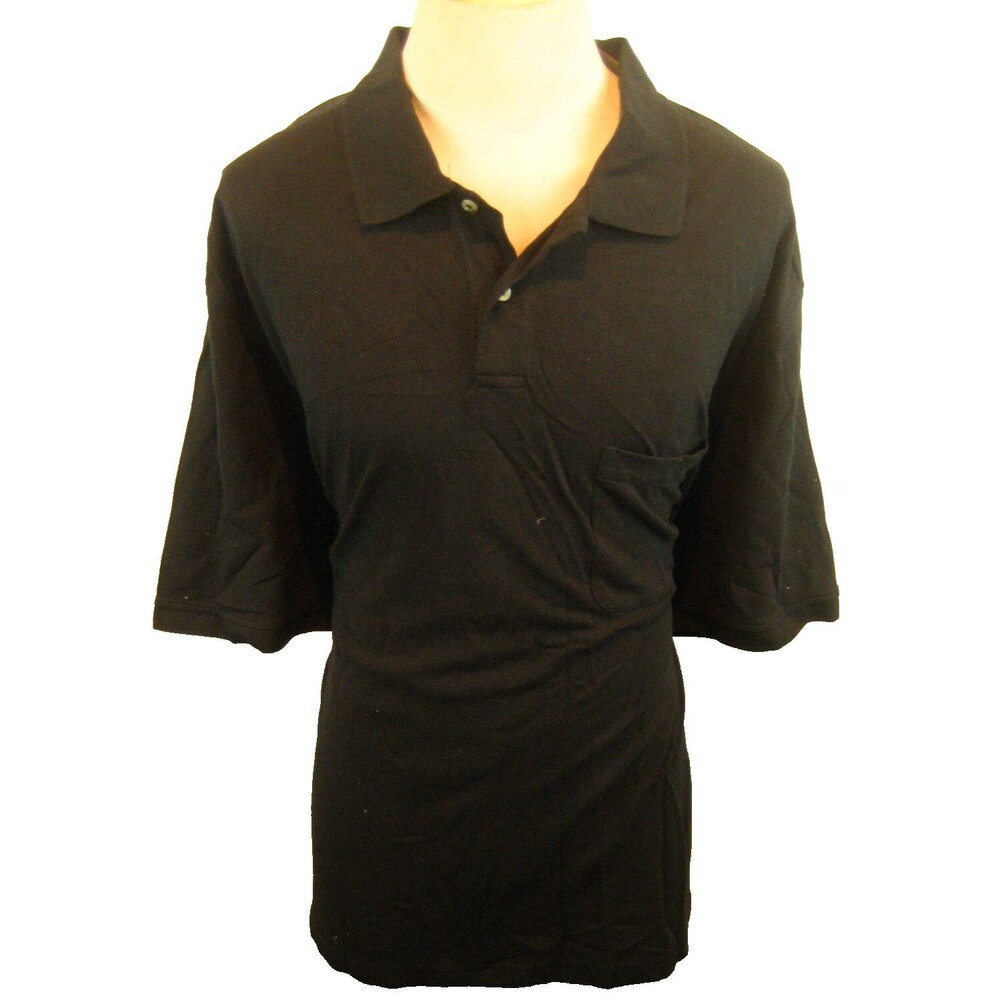 Mens Scandia Woods Black Cotton SS Golf Casual Shirt w Pocket sz 2XLT